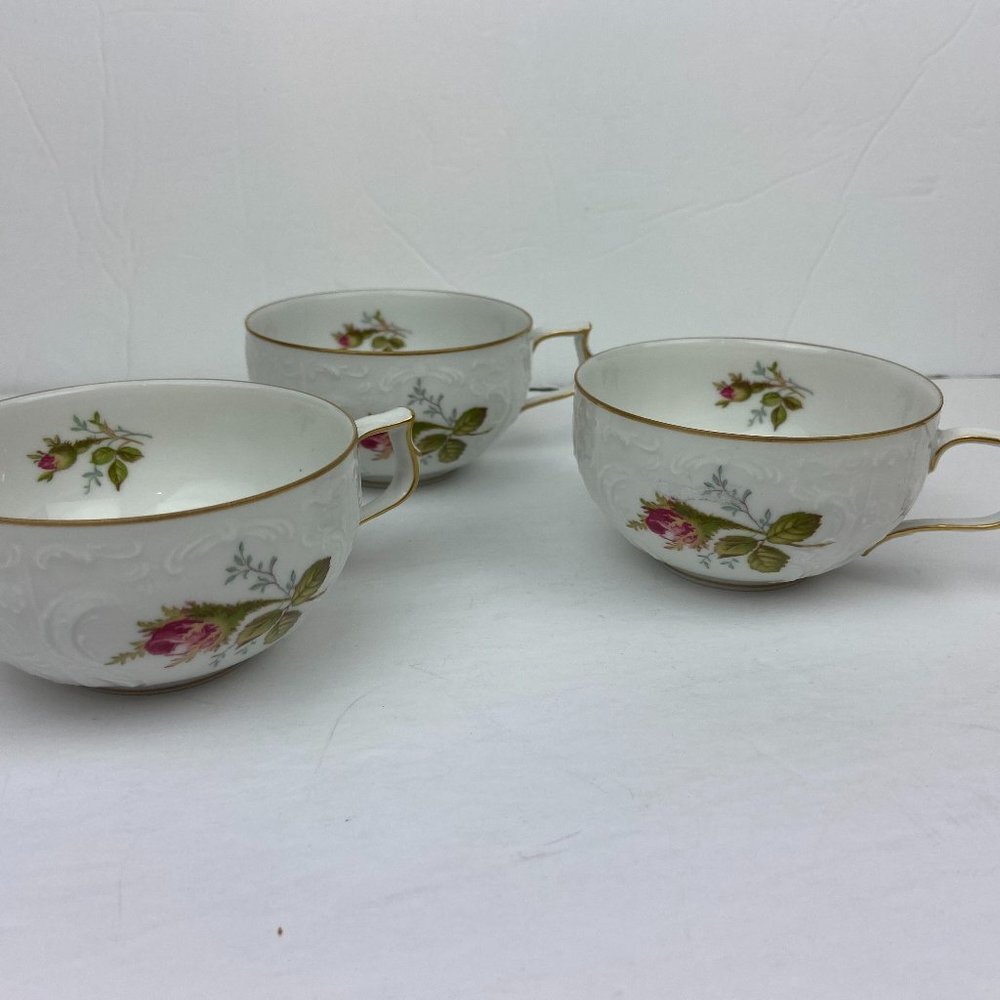 Set 3 pc NWOT ROSENTHAL POMPADOUR Ivory Moss Rose Cup Floral